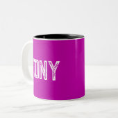 Tasse 2 Couleurs Magenta solide Nom personnalisé Monogramme (Devant gauche)