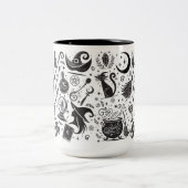 Tasse 2 Couleurs Magique Sorcière Whimsical Wiccan Pagan noir & bla (Centre)