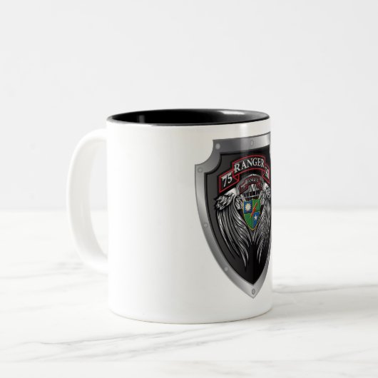 Tasse 2 Couleurs Magnifique Bat STB 75th Ranger Regimental Scroll (Devant gauche)