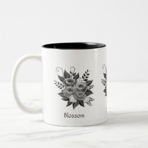Tasse 2 Couleurs Magnifique bouquet de fleurs argentées