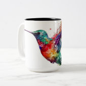 Tasse 2 Couleurs Magnifique colibri arc-en-ciel avec effet Splatter (Devant gauche)
