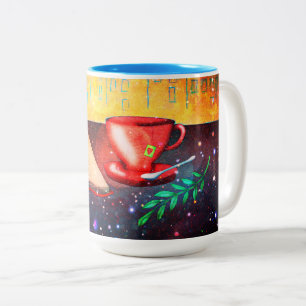 Tasse 2 Couleurs Magnifique Livre Et Café Ville Scène