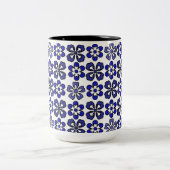 Tasse 2 Couleurs Magnifique Motif de Fleurs Bleues (Centre)