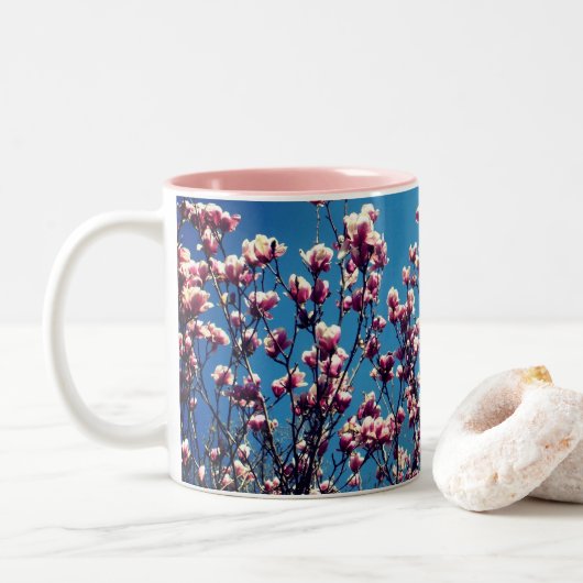 Tasse 2 Couleurs Magnolia Blossoms Blue Sky (Avec donut)