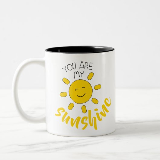 Tasse 2 Couleurs Main Jaune dessinée Soleil Bonjour soleil Image Su (Gauche)