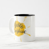 Tasse 2 Couleurs Main Jaune Dessinée Sun Hello Sunshine Image Texte (Devant gauche)
