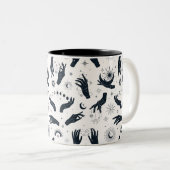 Tasse 2 Couleurs Main mystique de la Lune de Boho noir blanc (Devant droit)