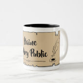 Tasse 2 Couleurs Maine Notaire Public Scinder Feather Quather (Devant droit)