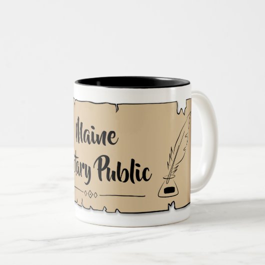 Tasse 2 Couleurs Maine Notaire Public Scinder Feather Quather (Devant droit)