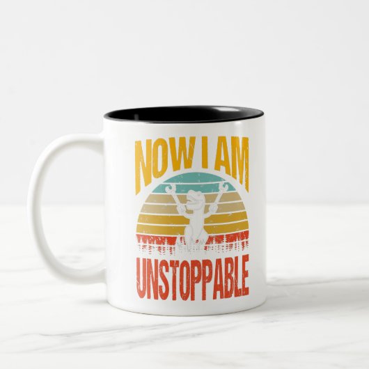 Tasse 2 Couleurs Maintenant Je Suis Inarrêtable Funny T-Rex T-Shirt (Gauche)