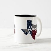 Tasse 2 Couleurs Maison affligée de drapeau du Texas (Devant droit)