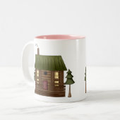 Tasse 2 Couleurs Maison de cabine de rondin (Devant gauche)