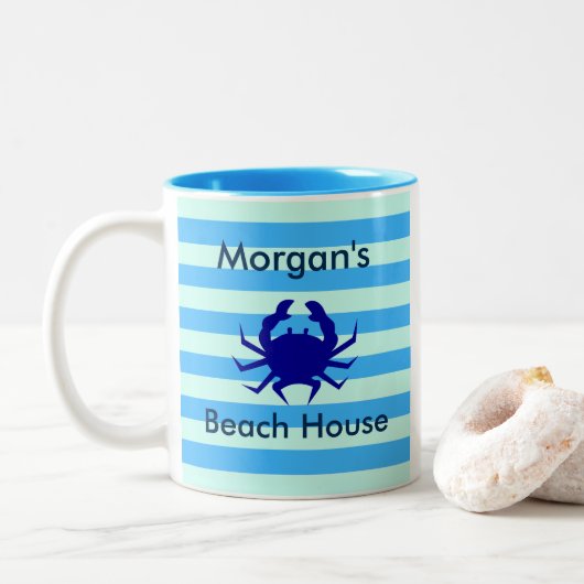 Tasse 2 Couleurs Maison de plage Crabe bleu  (Avec donut)