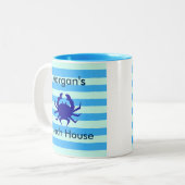 Tasse 2 Couleurs Maison de plage Crabe bleu  (Devant gauche)