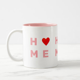 Tasse 2 Couleurs Maison et coeur rose moderne