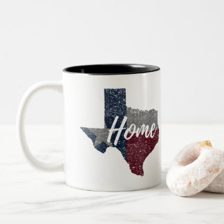 Tasse 2 Couleurs Maison fanée affligée de drapeau du Texas