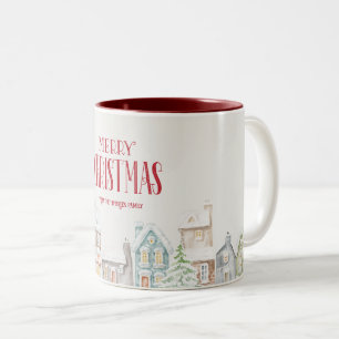 Tasse 2 Couleurs Maisons d'hiver de Noël cosy