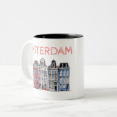 Tasse 2 Couleurs Maisons penchées d'Amsterdam-Holland (Devant gauche)