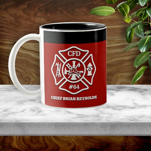 Tasse 2 Couleurs Maltese Cross Personalized Firefighter