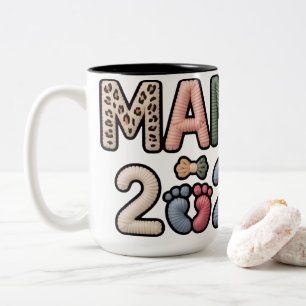 Tasse 2 Couleurs Mama 2026 Révélation de Bébé Nouveau-Né en Tricot