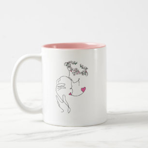 Tasse 2 Couleurs MAMA avec Couronne Fleur et BÉBÉ ART MINIMALISTE
