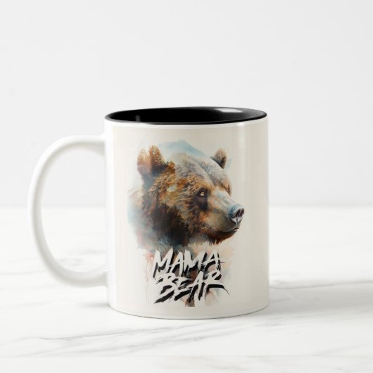 Tasse 2 Couleurs Mama Bear Aquarelle Mère Rustique  (Gauche)