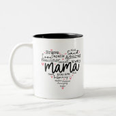 Tasse 2 Couleurs Mama Cadeau Maman Script Coeurs inspirants (Gauche)