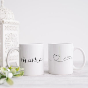Tasse 2 Couleurs Mama Script Heart Maman Cadeau simple personnali