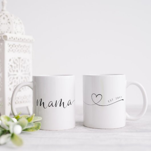 Tasse 2 Couleurs Mama Script Heart | Maman Cadeau simple personnali