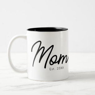 Tasse 2 Couleurs Maman a établi un script noir minimal élégant