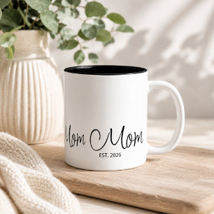 Tasse 2 Couleurs Maman a fondé un script personnalisé noir année