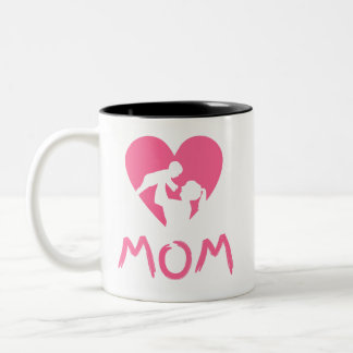 Tasse 2 Couleurs Maman & Bébé Silhouette : Coeur d'amour