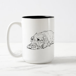 Tasse 2 Couleurs Maman Chienne, Dachshund à poil dur - Mignon