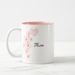 Tasse 2 Couleurs Maman Coeur et fleurs roses
