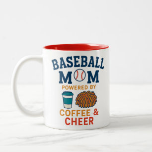 Tasse 2 Couleurs Maman de baseball alimentée par café et Cheer