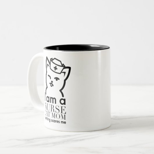 Tasse 2 Couleurs Maman de chat d'infirmière - propriétaire de chat (Devant gauche)