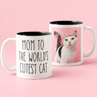 Tasse 2 Couleurs Maman de chat Photo personnalisée du chat le plus