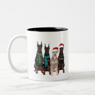 Tasse 2 Couleurs Maman de chien amateur de Doberman à Noël Vacances