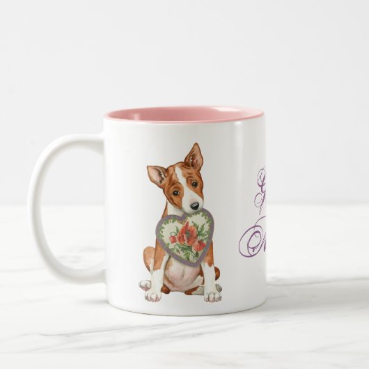 Tasse 2 Couleurs Maman de coeur de Basenji (Gauche)