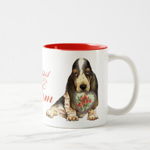 Tasse 2 Couleurs Maman de coeur de Basset Hound