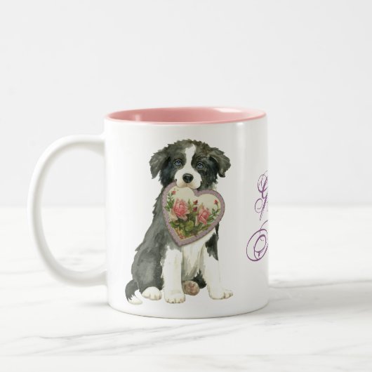 Tasse 2 Couleurs Maman de coeur de border collie (Gauche)