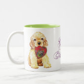 Tasse 2 Couleurs Maman de coeur de cocker (Gauche)