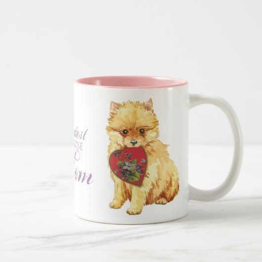 Tasse 2 Couleurs Maman de coeur de Pomeranian (Droit)