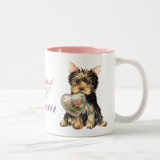 Tasse 2 Couleurs Maman de coeur de Yorkie (Droit)