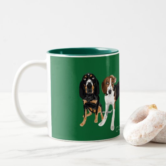 Tasse 2 Couleurs Maman de Coonhound (Avec donut)