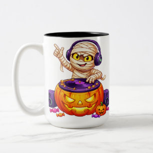 Tasse 2 Couleurs Maman DJ Mignonne Citrouille Platine Halloween
