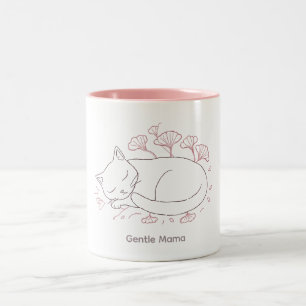 Tasse 2 Couleurs Maman douce Art en ligne minimaliste de chat