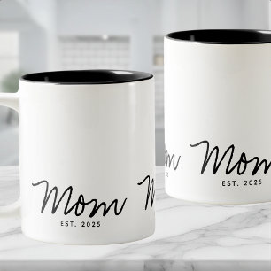 Tasse 2 Couleurs Maman établie Écriture noire Cadeau de nouvelle ma