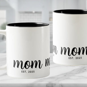 Tasse 2 Couleurs Maman établie Écriture noire Cadeau de nouvelle ma