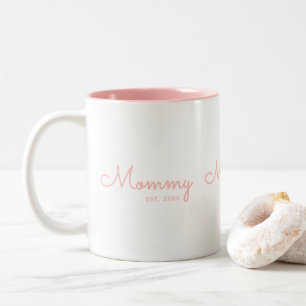 Tasse 2 Couleurs Maman Établie Rose Pâle Script